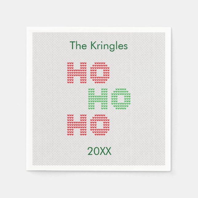 Ho Ho Ho Typografie Weihnachtssüßer Serviette (Vorderseite)