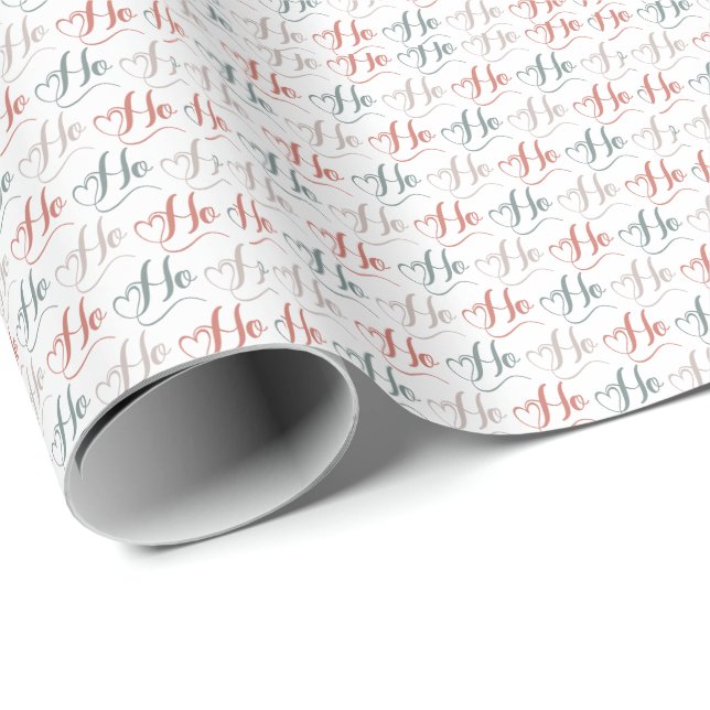 Ho Ho Ho Typography Pattern Geschenkpapier (Rolleneckpunkt)