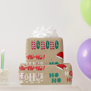 Ho Ho Ho Vintage Kraft Weihnachtsmuster Geschenkpapier