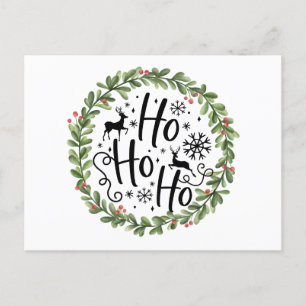 Ho Ho Ho Watercolor Wreath Feiertagspostkarte