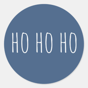 Ho Ho Ho Weihnachten. Blue Niedlich Winter Holiday Runder Aufkleber