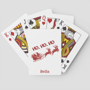HO HO HO Weihnachten Santa Schlitten Mit Rentieren Spielkarten