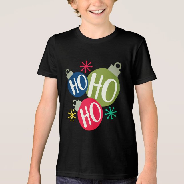 Ho Ho Ho Weihnachten Weihnachten Familie Matching  Tri-Blend Shirt (Vorderseite)