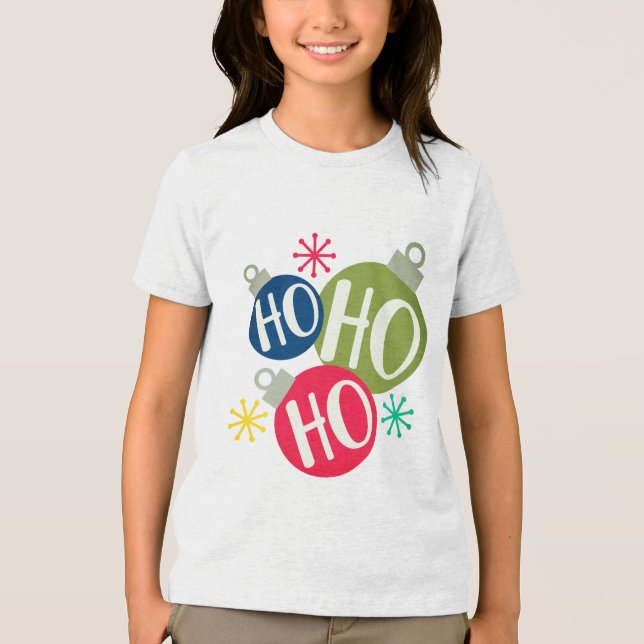 Ho Ho Ho Weihnachten Weihnachten Familie Matching Tri-Blend Shirt (Vorderseite)