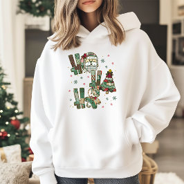 Ho Ho Ho Weihnachtliches Patchwork Hoodie
