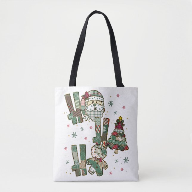 Ho Ho Ho Weihnachtliches Patchwork Tasche (Vorderseite)
