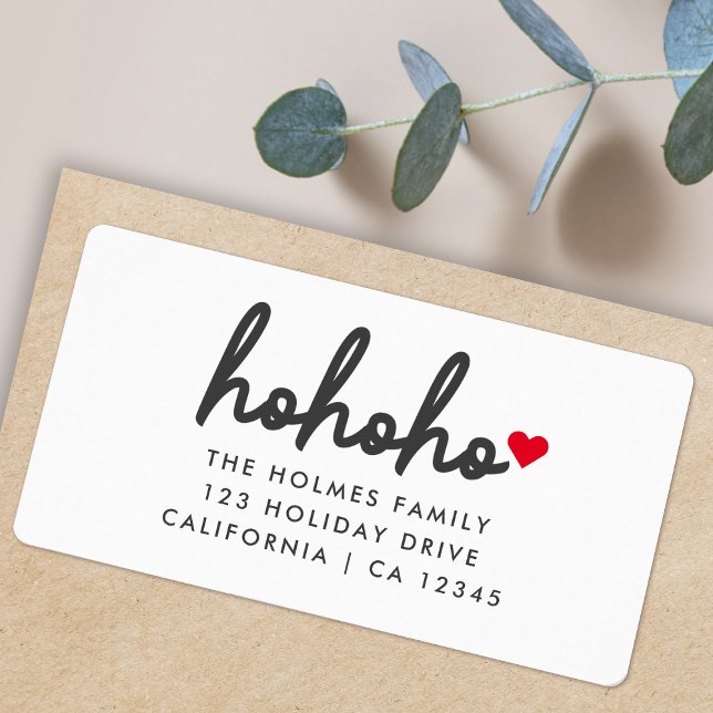 Ho Ho Ho | Weihnachts-Herz-Rücksendeadresse Adressaufkleber (Add a playful touch to your holiday mail with these handwritten ho ho ho chtistmas address labels)