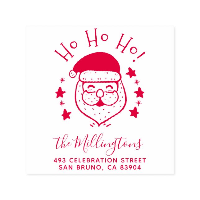 Ho Ho Ho! | Weihnachts-Rücksendeadresse lächeln Permastempel (Design)
