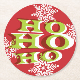 Ho Ho Ho Weihnachts-Untersetzer Runder Pappuntersetzer