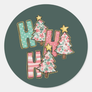 Ho Ho Ho Weihnachtsbaum Fröhliche Bäume Coquette Runder Aufkleber
