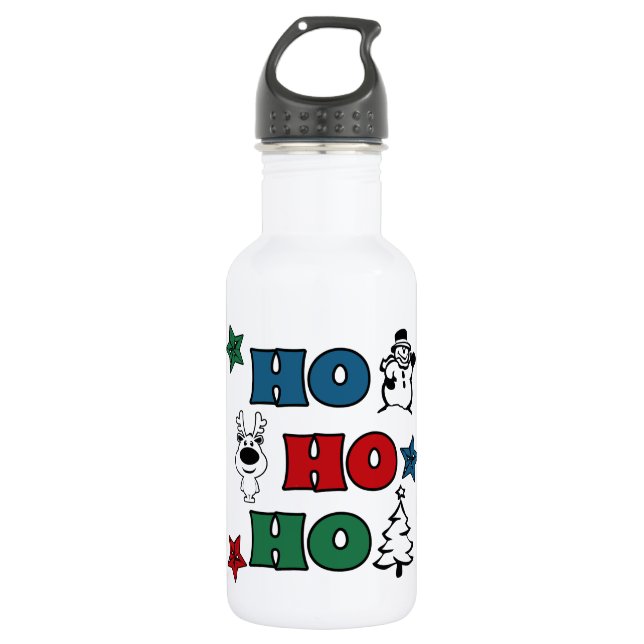 Ho-Ho-Ho Weihnachtsdesign Edelstahlflasche (Vorderseite)