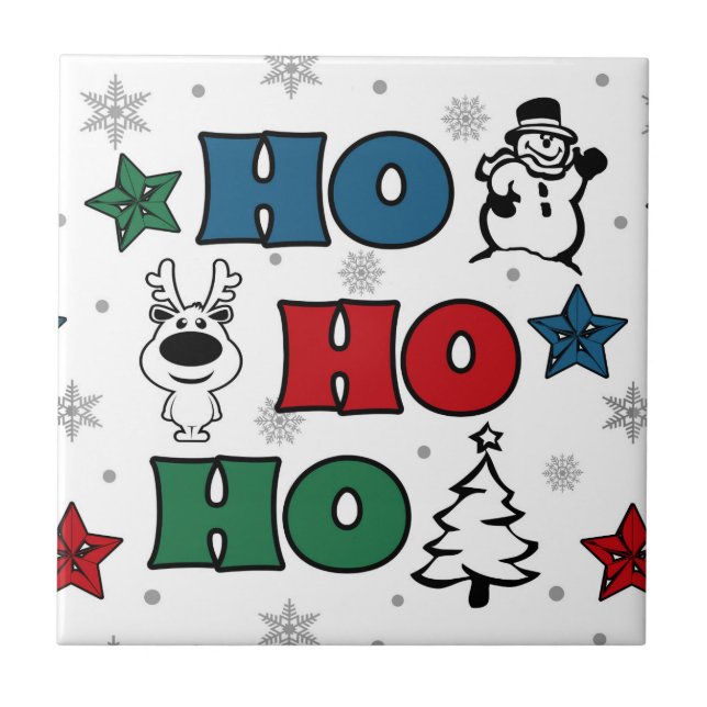 Ho-Ho-Ho Weihnachtsdesign Fliese (Vorderseite)