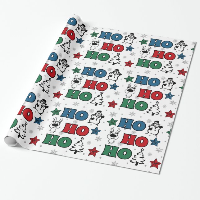 Ho-Ho-Ho Weihnachtsdesign Geschenkpapier (Ungerollt)