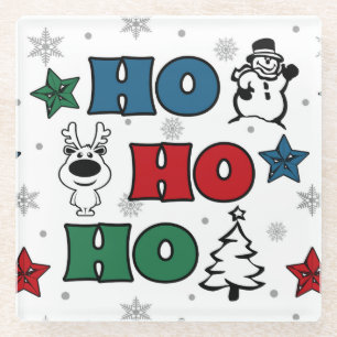 Ho-Ho-Ho Weihnachtsdesign Glasuntersetzer