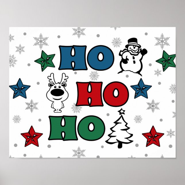 Ho-Ho-Ho Weihnachtsdesign Poster (Vorne)