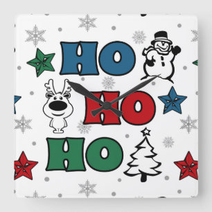Ho-Ho-Ho Weihnachtsdesign Quadratische Wanduhr