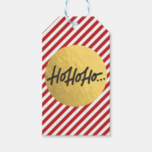 HO HO HO Weihnachtsferien Rot Weiß Streifen Geschenkanhänger