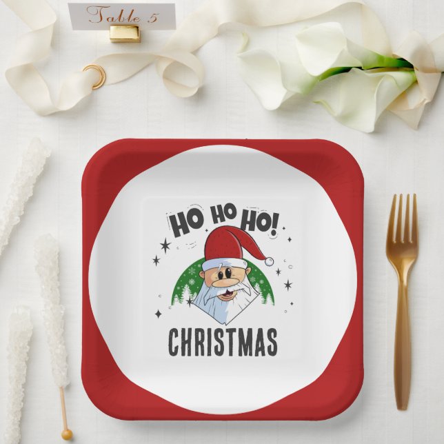 Ho Ho Ho Weihnachtsfest Weihnachtsfest Pappteller (Hochzeit)