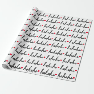 Ho Ho Ho   Weihnachtsherz Modernes Minimalistisch Geschenkpapier