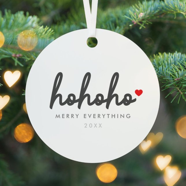 Ho Ho Ho | Weihnachtsherz Modernes Minimalistisch Ornament Aus Metall (Von Creator hochgeladen)