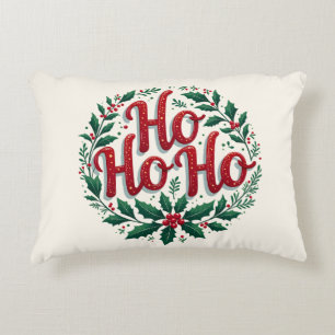 Ho Ho Ho Weihnachtskranz-Typografie-Design Dekokissen