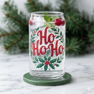Ho Ho Ho Weihnachtskranz-Typografie-Design Dosenglas