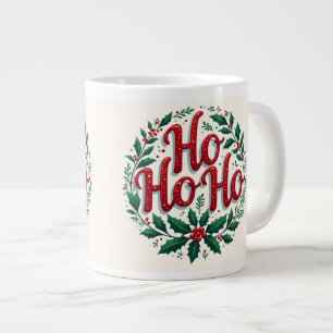 Ho Ho Ho Weihnachtskranz-Typografie-Design Jumbo-Tasse