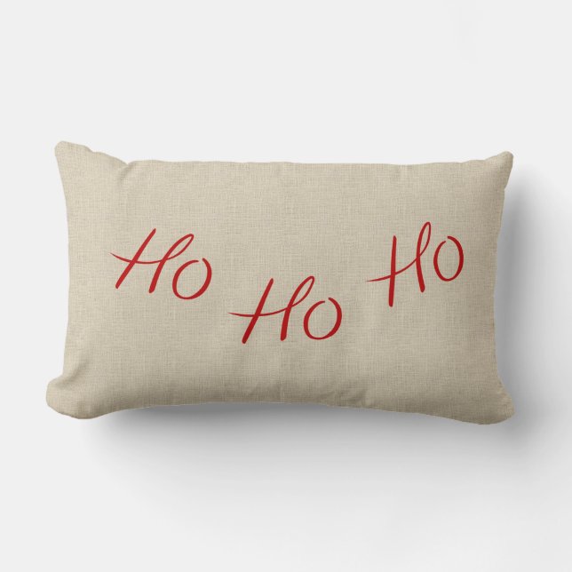 Ho Ho Ho Weihnachtslumbales Leinwand-Kissen Lendenkissen (Vorderseite)