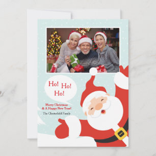 Ho Ho Ho Weihnachtsmann Foto Grußkarte Feiertagskarte