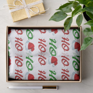 Ho Ho Ho Weihnachtsmann Hut Weihnachten rot grün S Seidenpapier