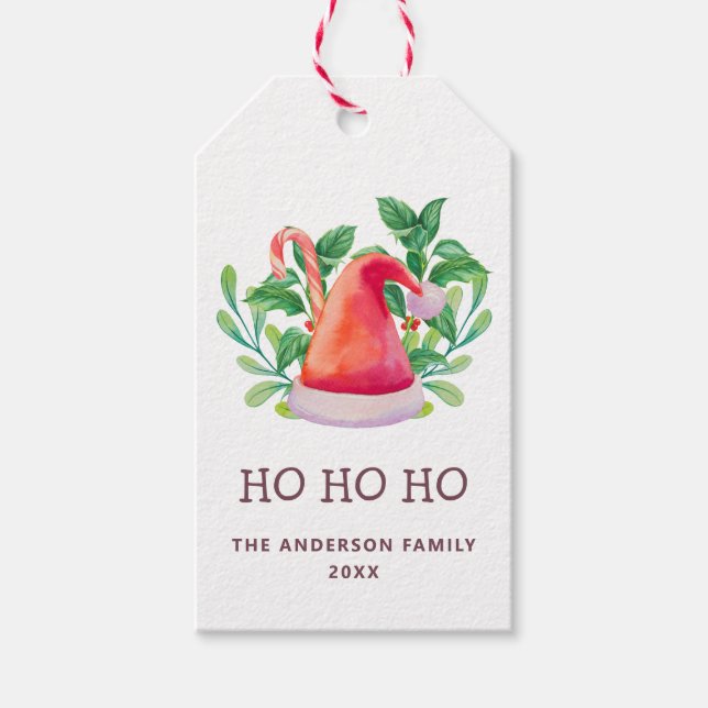 Ho Ho Ho. Weihnachtsmann im Wasser Geschenkanhänger (Vorderseite)