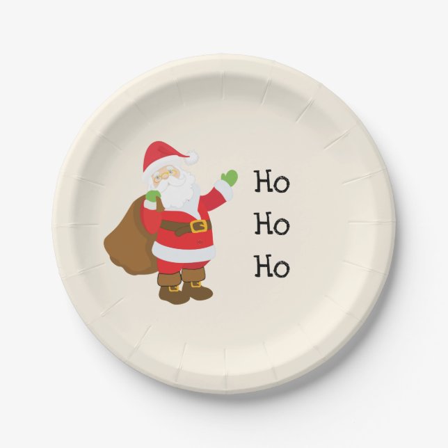 Ho Ho Ho Weihnachtsmann Pappteller (Vorderseite)