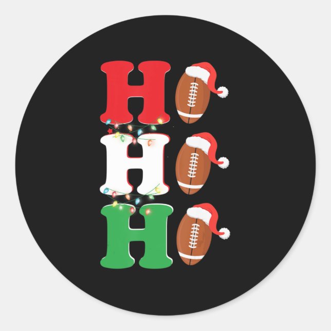 Ho Ho Ho Weihnachtsmannmütze American Football Spa Runder Aufkleber (Vorderseite)