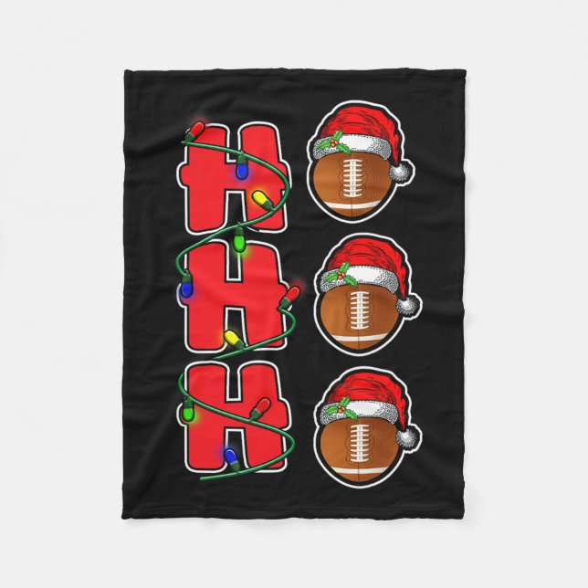 Ho Ho Ho Weihnachtsmannmütze Fußball Ball Weihnach Fleecedecke (Vorderseite)
