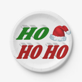 Ho Ho Ho Weihnachtsmannmütze Typografie Weihnachte Pappteller