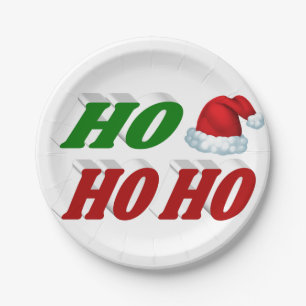 Ho Ho Ho Weihnachtsmannmütze Typografie Weihnachte Pappteller