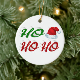 Ho Ho Ho Weihnachtsmannmütze Weihnachtsgrün Keramik Ornament