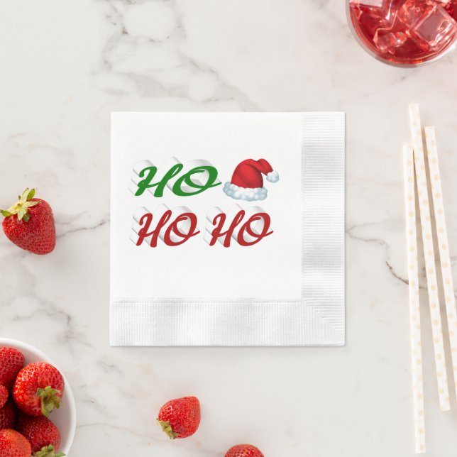 Ho Ho Ho Weihnachtsmannmütze Weihnachtsgrün Serviette (Beispiel)