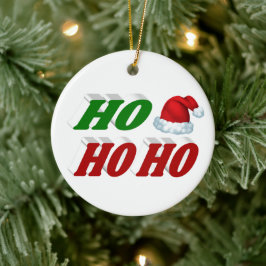 Ho Ho Ho Weihnachtsmannmütze Weihnachtsgrün Typogr Keramik Ornament