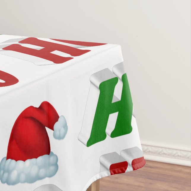 Ho Ho Ho Weihnachtsmannmütze Weihnachtsgrün Typogr Tischdecke (Beispiel)