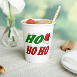 Ho Ho Ho Weihnachtsmannmütze Weihnachtstypografie Pappbecher