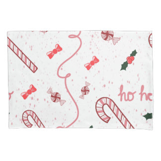 Ho ho ho Weihnachtspapier mit Zuckerstangen Kissenbezug