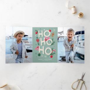 Ho Ho Ho Weihnachtsstimmung Dreifach Gefaltete Urlaubskarte