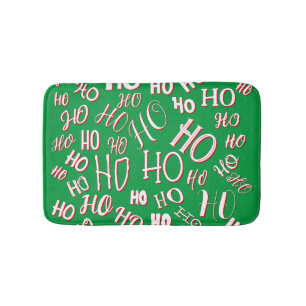 HO HO HO Weihnachtstextmuster weiß grün rot Badematte