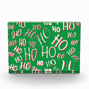 HO HO HO Weihnachtstextmuster weiß grün rot Fotoblock