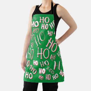 HO HO HO Weihnachtstextmuster weiß grün rot Schürze