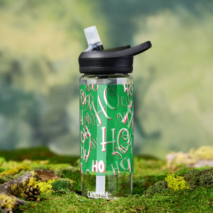 HO HO HO Weihnachtstextmuster weiß grün rot Trinkflasche