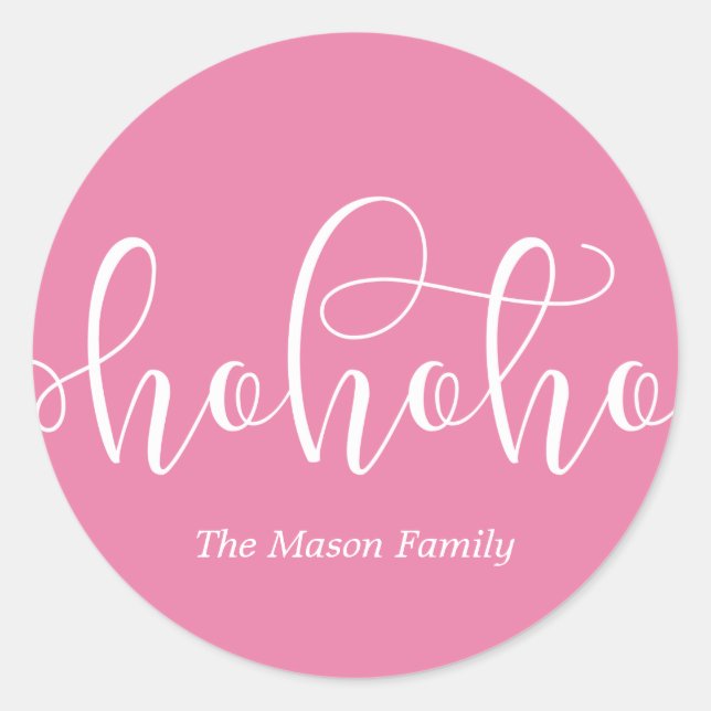 Ho Ho Ho White Script Runder Aufkleber (Vorderseite)