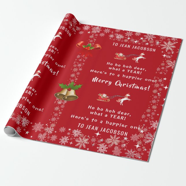 Ho Ho Hoh Liebe Funny Santa Unicorn Personalisiert Geschenkpapier (Ungerollt)