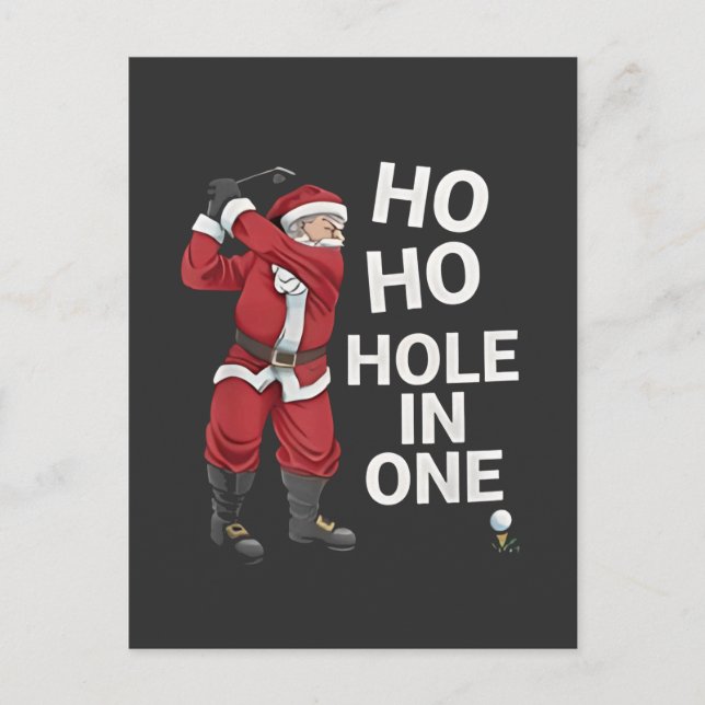 Ho Ho Hole in One Funny Golfo Weihnachten Einladungspostkarte (Vorderseite)